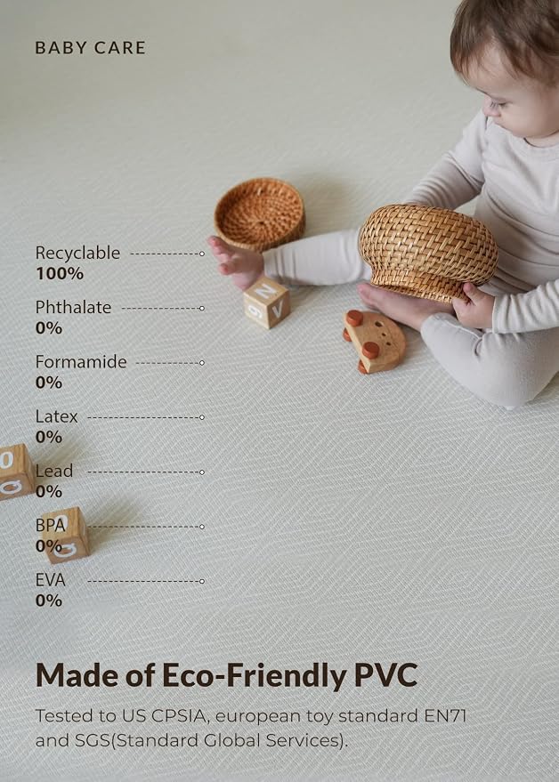 Baby Care Play Mat 73" x 49" Original One-Piece Reversible Rollable Waterproof - Image 3