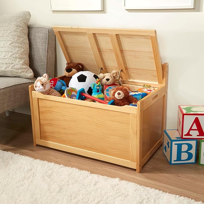 Melissa & Doug Toy Chest, Wooden Toy Storage Box - Image 5