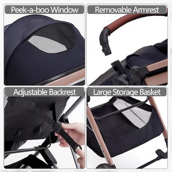 2 in 1 Baby Stroller, Newborn Infant Toddler Convertible Bassinet Pram Stroller - Image 7