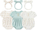Newborn Baby Girl Clothes Cotton Bubble Romper Floral Short Sleeve Bodysuit 3 by MAMIMAKA