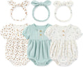 Newborn Baby Girl Clothes Cotton Bubble Romper Floral Short Sleeve Bodysuit 3 by MAMIMAKA