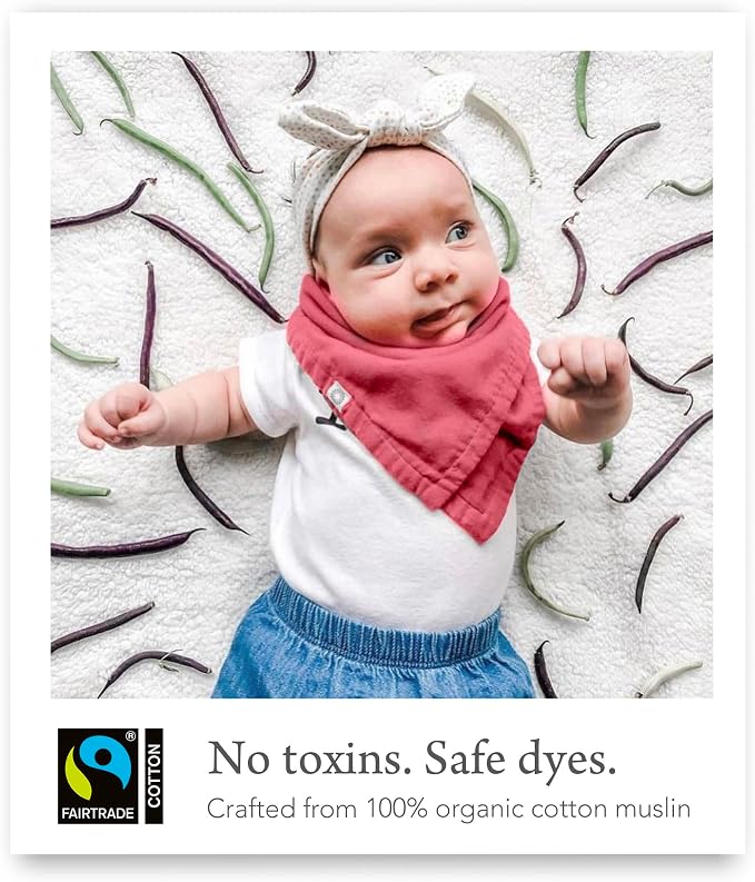 Kishu Baby Indi Organic Baby Bandana Bibs – Fairtrade 4-Way Reversible Drool - Image 2