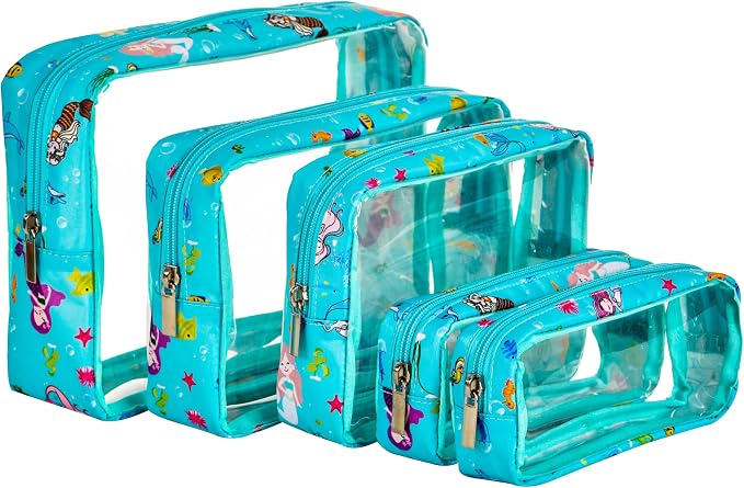 TSA Approved 5-Piece Diaper Bag Organizer Pouch Set Clear Waterproof TPU Kids by Remobia+Hicol