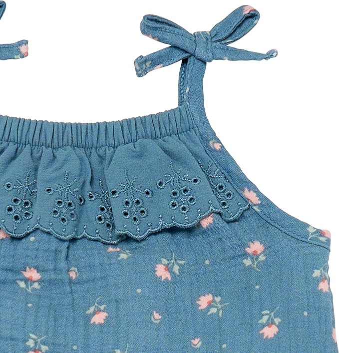 Modern Moments by Gerber baby-girls Self Eyelet Ruffle Long Leg Romper - Image 2
