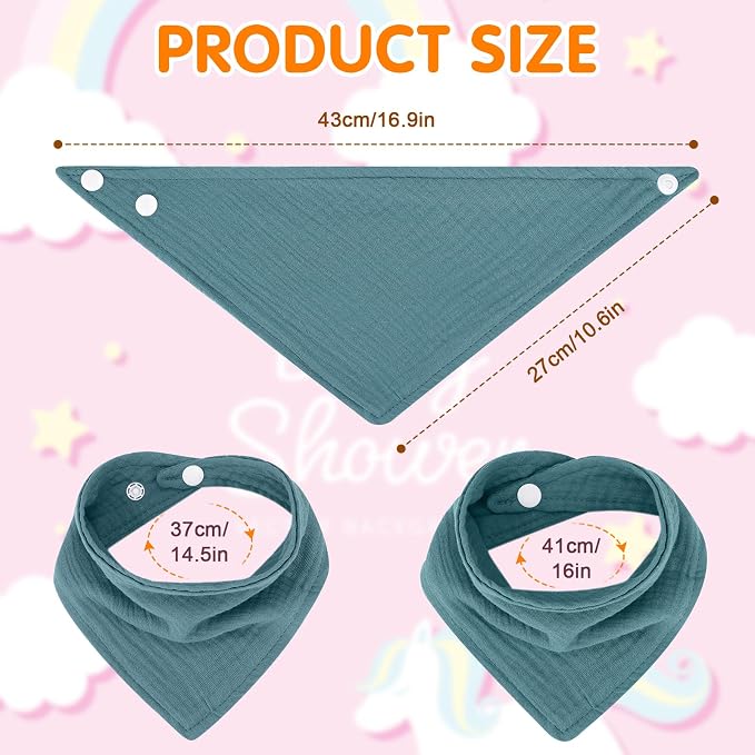 Accmor 10 Pack Muslin Baby Bibs 100% Cotton Bandana Drool Bibs - Image 8