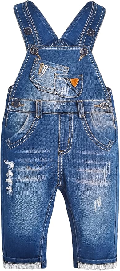 KIDSCOOL SPACE Baby Toddler 2 Buttons Adjustable Straps Fashion Jean Overall by KidscoolSpaceCallingOutAllTheChildrensDenimLovers
