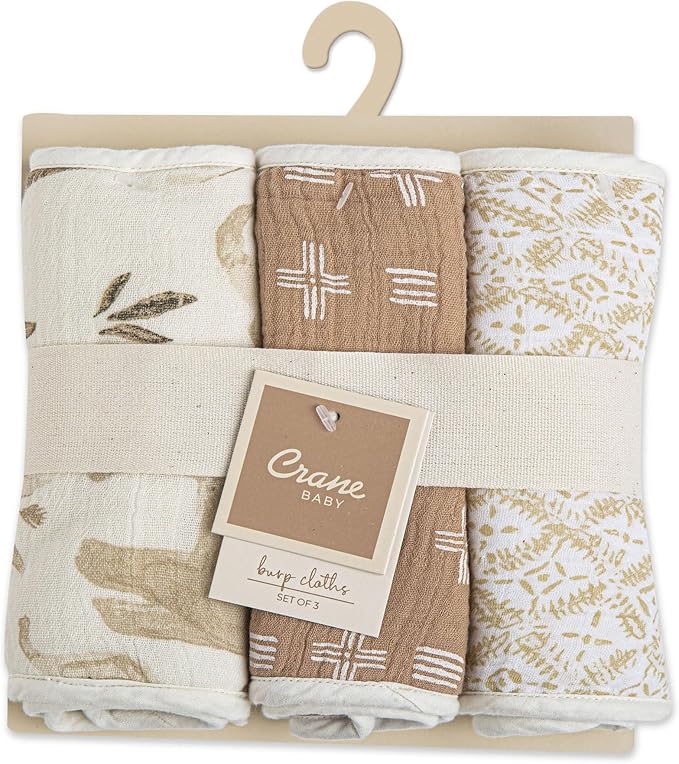 Crane Baby Muslin Baby Burp Cloths Set of 3, Safari Animal Print, 100% Cotton - Image 12