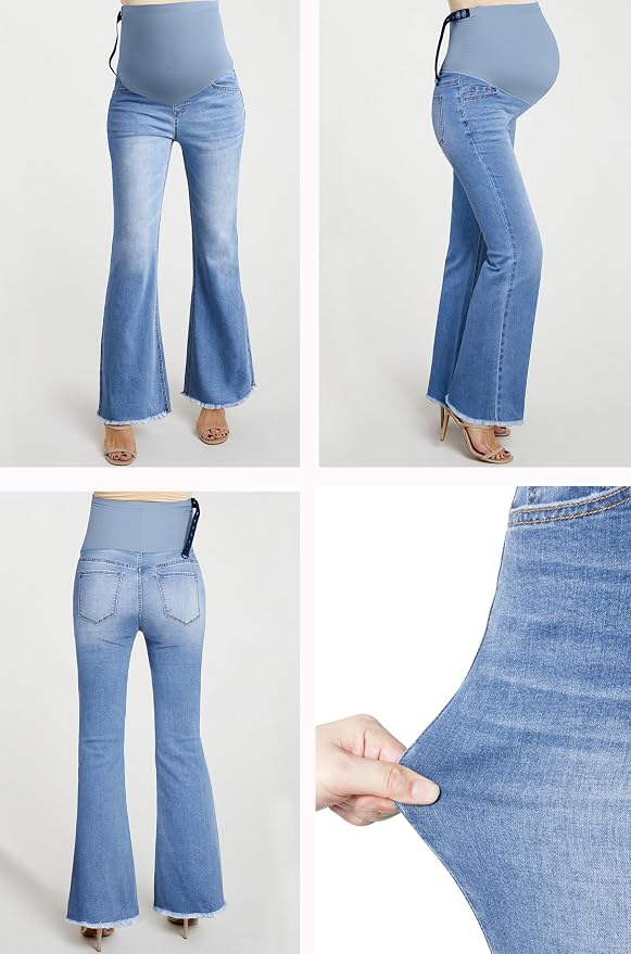 BLENCOT Maternity Jeans for Women Over Belly Pregnancy Pants Comfy Pregnant - Image 2