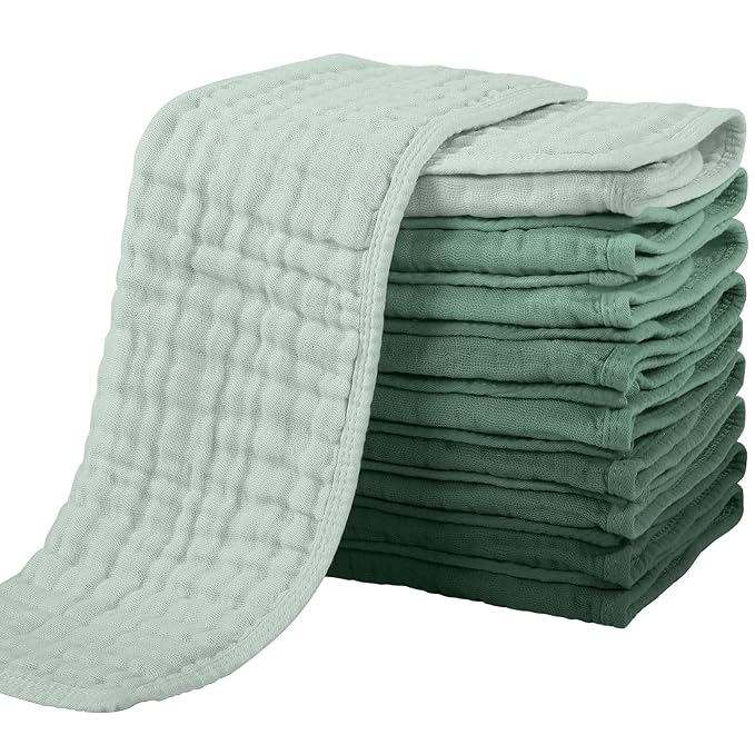 Yoofoss Muslin Burp Cloths for Baby 10 Pack 100% Organic Cotton Baby Washcloths by YOOFOSS