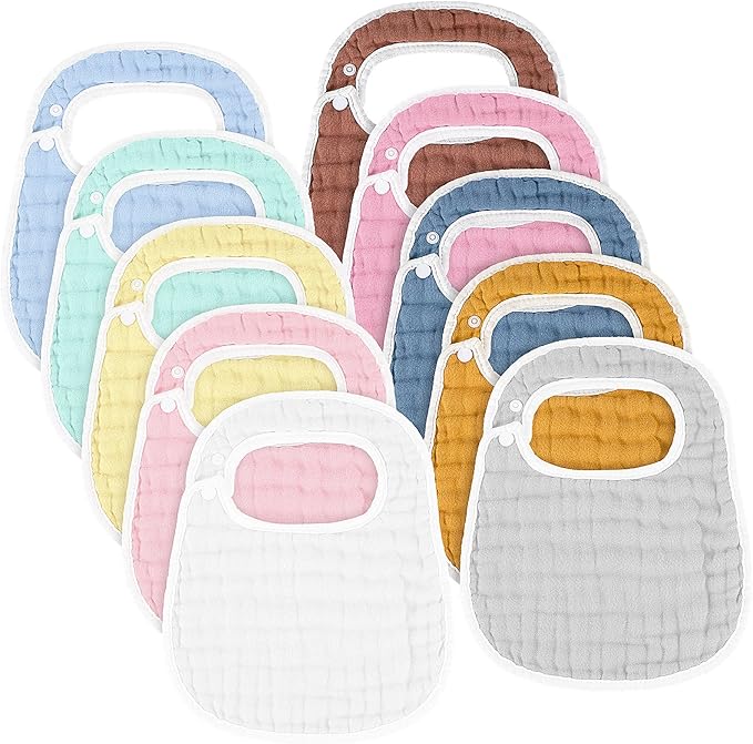 Loopeer 10 Pcs Snap Muslin Bibs soft Baby Bibs by Loopeer