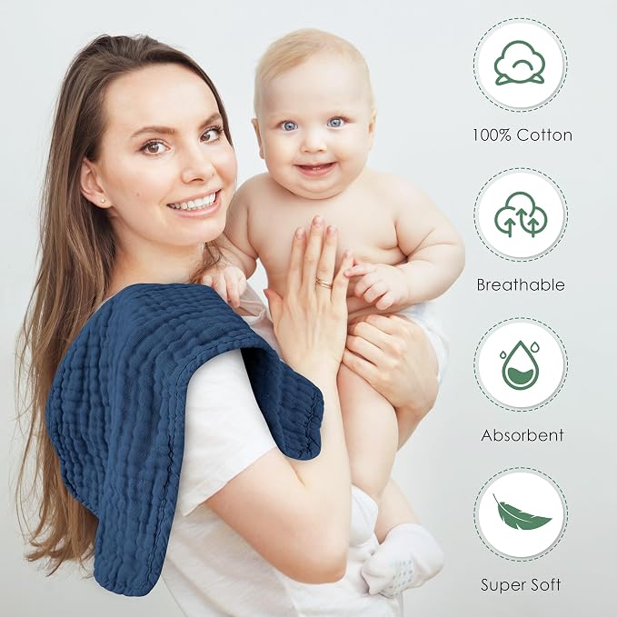 Muslin Burp Cloths 100% Cotton Large 20''x10'' Extra Soft and Absorbent Baby - Image 6