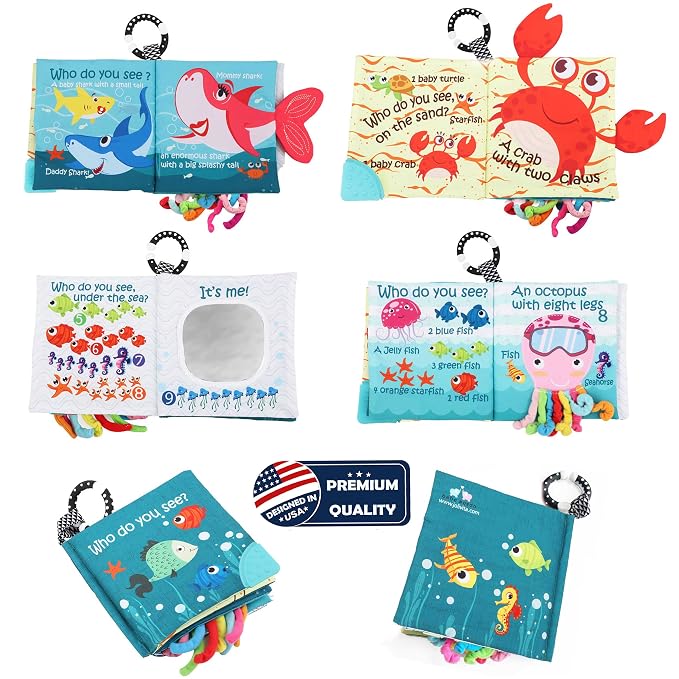 Fish Baby Books Toys, Touch Feel Cloth Crinkle Books - Image 2