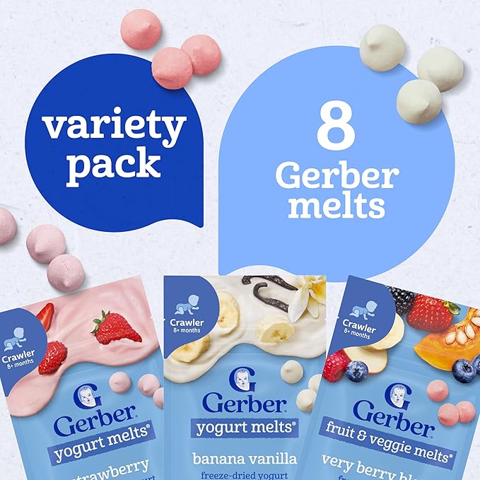 Gerber Stage 3 Baby Food Snacks, Strawberry, Banana Vanilla Yogurt Melts - Image 6