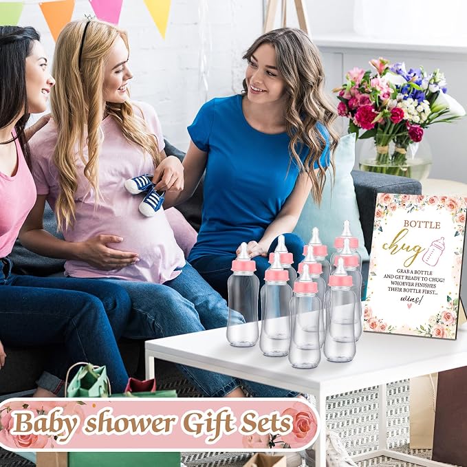 TrelaCo Floral Cool Baby Shower Games Bottle Chug Sign Wooden Floral Gift Sets - Image 6