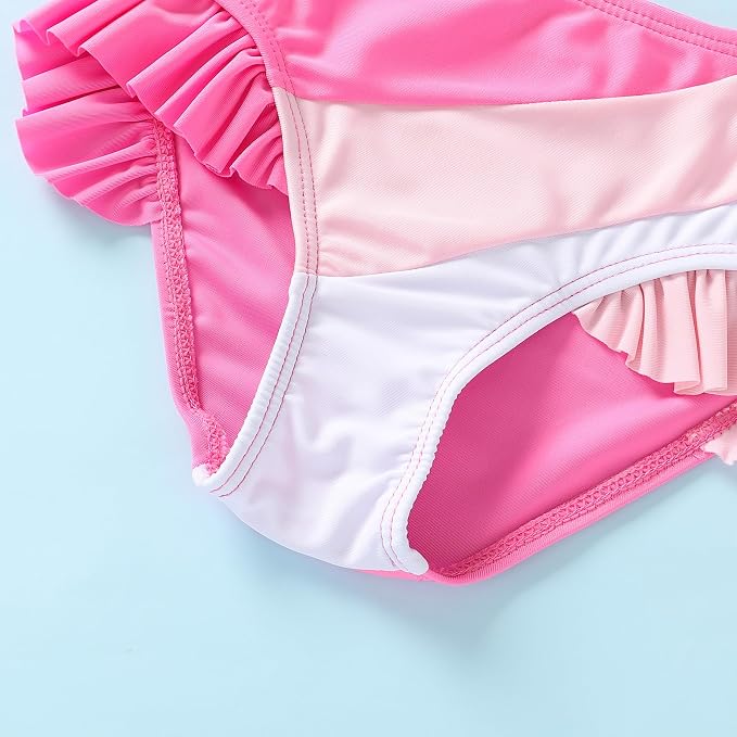 YOUNGER TREE Toddler Girls Two Pieces Swimsuit Color Block Stripe Swimwear - Image 5