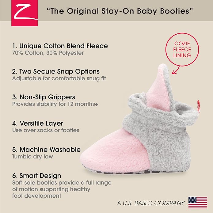 Zutano Unisex Fleece Baby Booties, Two Snap Closure, Newborn to 24 Months - Image 3