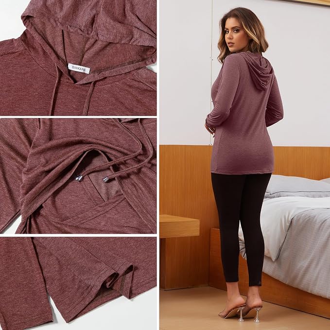 GINKANA Women's Nursing Hoodie Sweatshirt Long Sleeves Breastfeeding Maternity - Image 6