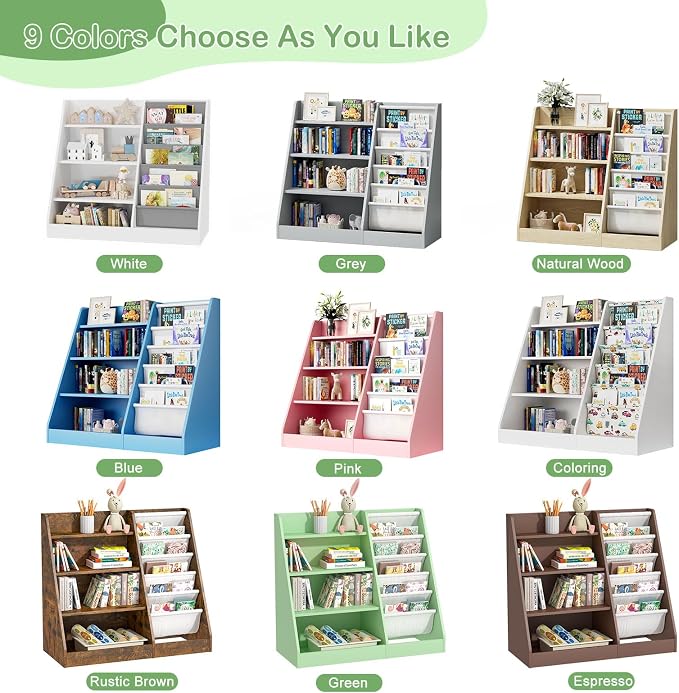 Kids Bookshelf Toddler Bookcase Children Book Rack Baby Toy Storage Organizer - Image 6
