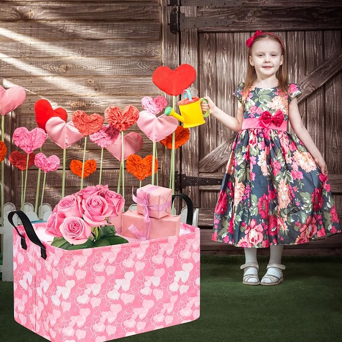 Rectangle Heart Partten Kids Gift Storage Basket Home Shelf Storage Basket - Image 4