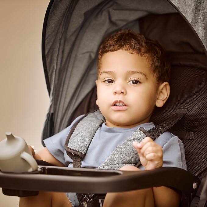 Evolur Breeze Stroller in Grey, Adjustable Backrest & Canopy, Compact Fold - Image 6