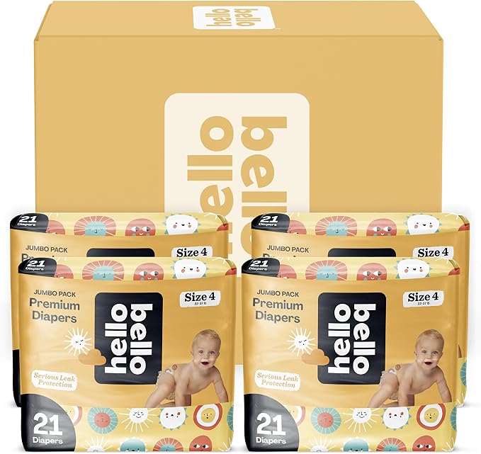 Hello Bello Premium Diapers Size 4, Extra-Absorbent, and Hypoallergenic Baby by HelloBello