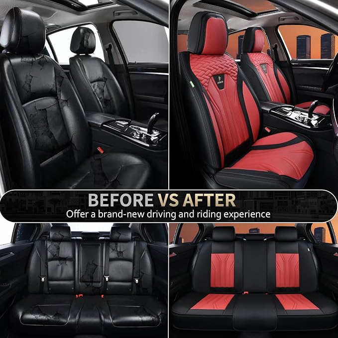 FLORICH Leather Seat Covers, Car Seat Covers Full Set, Car Seat Protectors 5 - Image 9