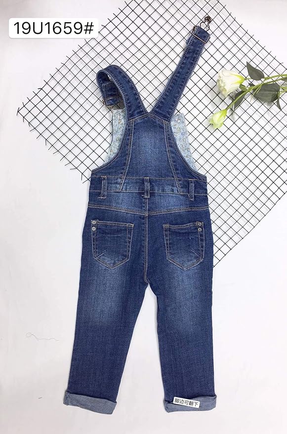 KIDSCOOL SPACE Baby Toddler 2 Buttons Adjustable Straps Fashion Jean Overall - Image 2