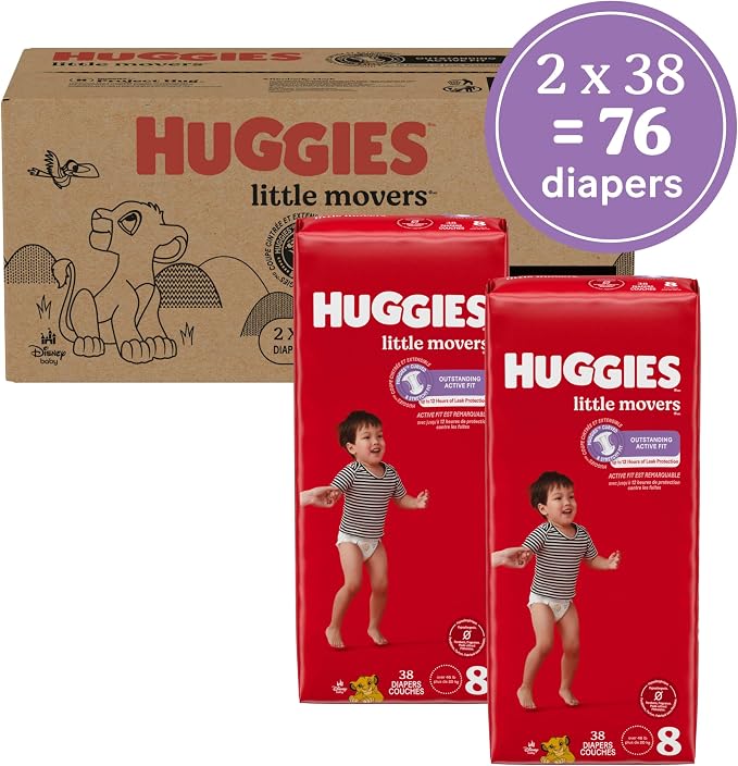Huggies Size 8 Diapers, Little Movers Baby Diapers, Size 8, Packaging May Vary - Image 2