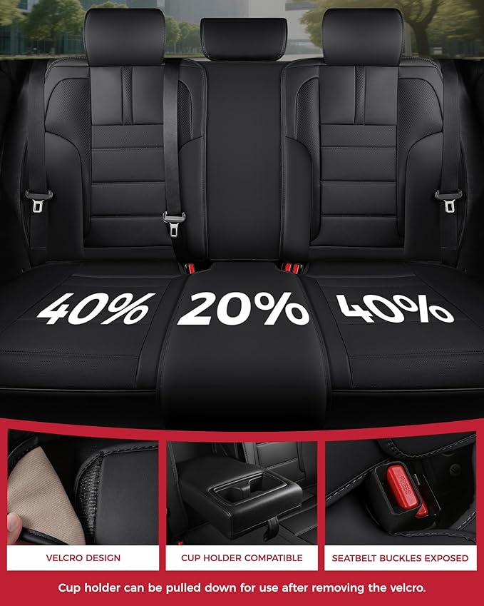 FREESOO Black Car Seat Covers Full Set - Image 5