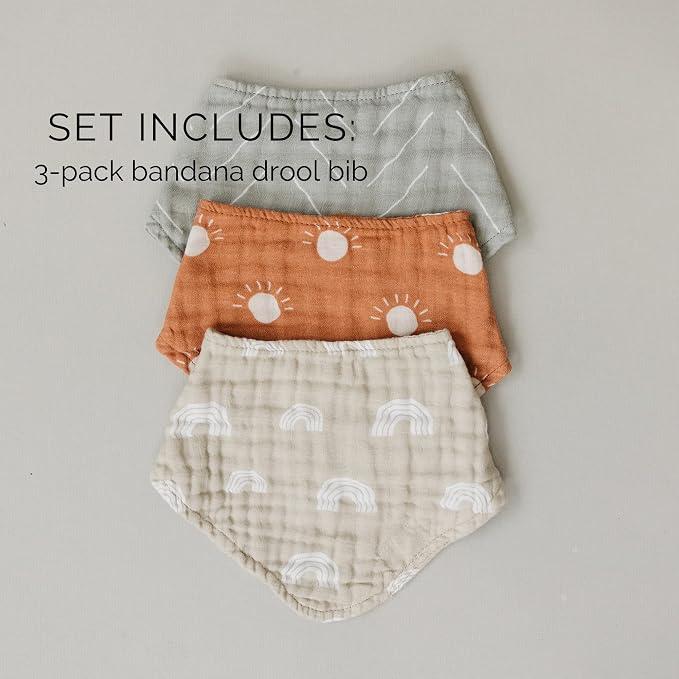 Mebie Baby Muslin Cotton Bib, 3 pack, Baby Bib Set - Image 2