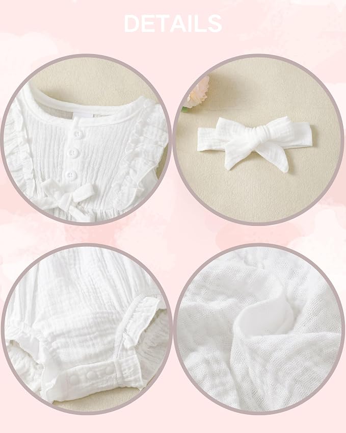 Renotemy Newborn Infant Baby Girl Clothes Rompers Summer Jumpsuits Short Sleeve - Image 5