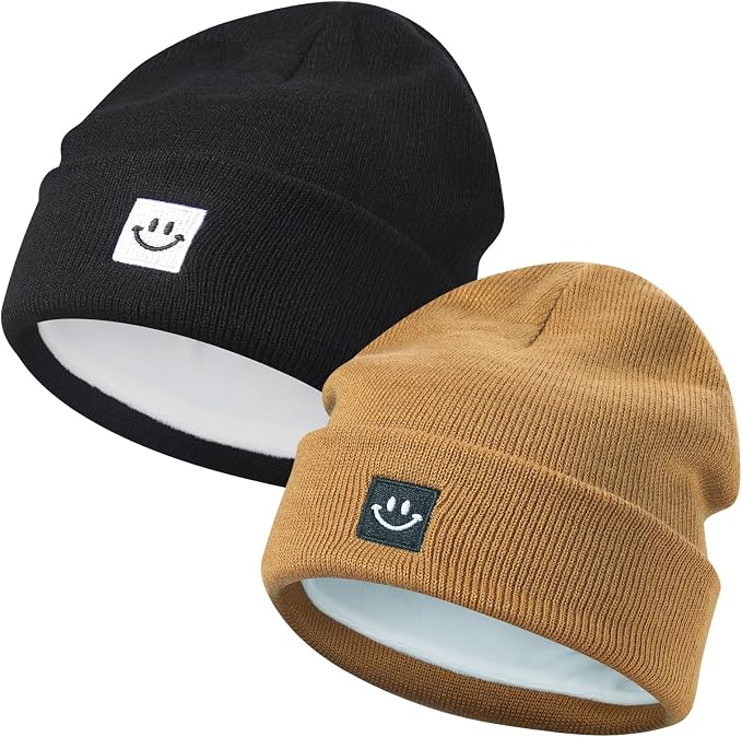 MaxNova 2 Pack Baby Beanie Fleece Lined Knit Toddler Hat by MaxNova