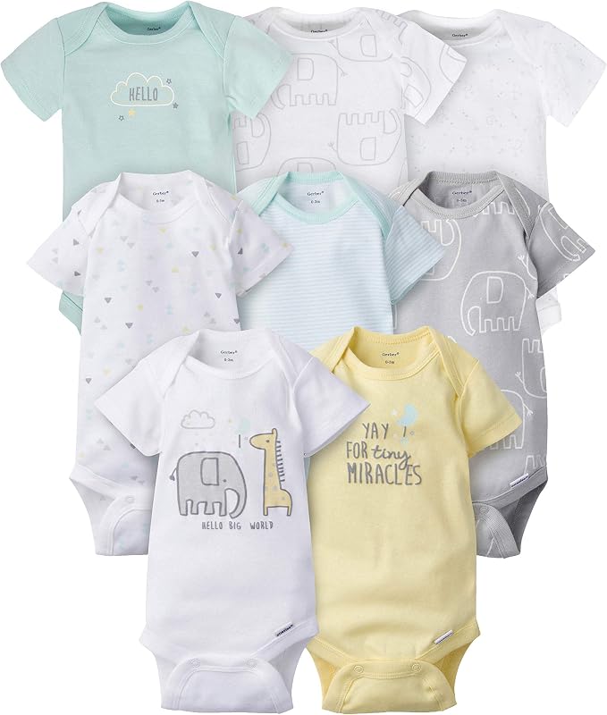 Gerber unisex-baby 8-pack Short Sleeve Onesies Bodysuits by Gerber