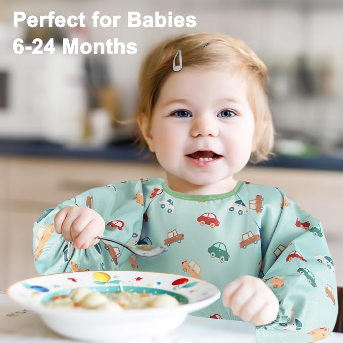 Long Sleeve Baby Bib For Eating Feeding Mess Proof Waterproof Food Smock Bibs - Image 7