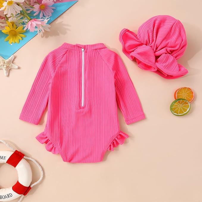 YOUNGER TREE Infant Baby Girls Swimsuit Long Sleeve Swimsuits One Piece - Image 3