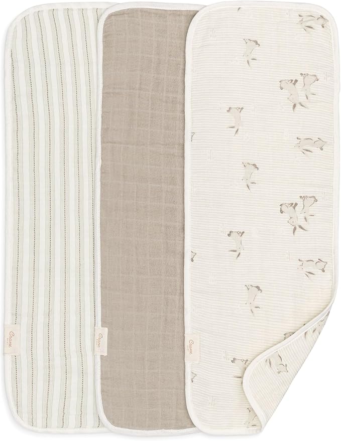 Crane Baby Organic Muslin Baby Burp Cloths, 100% GOTS Organic Cotton, by CraneBaby