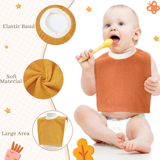 Foaincore 6 Pcs Pullover Baby Bibs Cotton Terry Toddler Absorbent Infant - Image 3