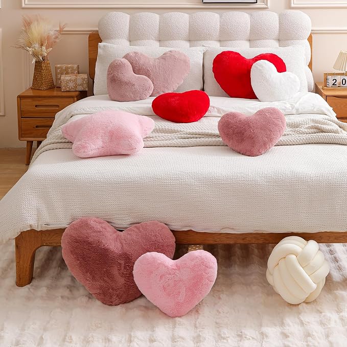 EastTree Heart Pillows, Bean Paste Pink Heart Shaped Pillows, Love Throw - Image 5