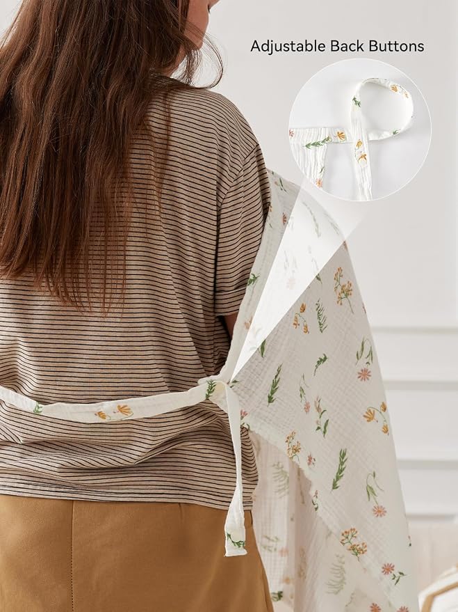 TILLYOU Muslin Nursing Cover for Baby Breastfeeding, 100% Cotton Breathable - Image 4