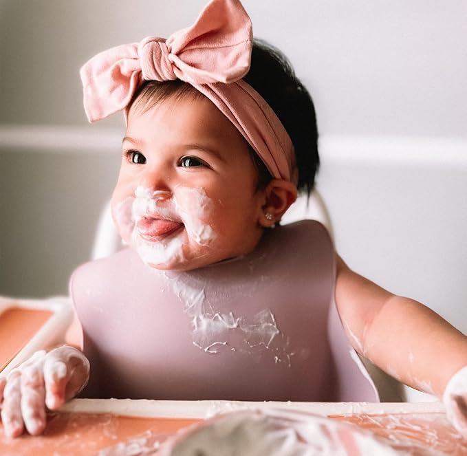 Moonkie Silicone Bibs Set Of 3, BPA Free Soft Adjustable Fit Waterproof Feeding - Image 8