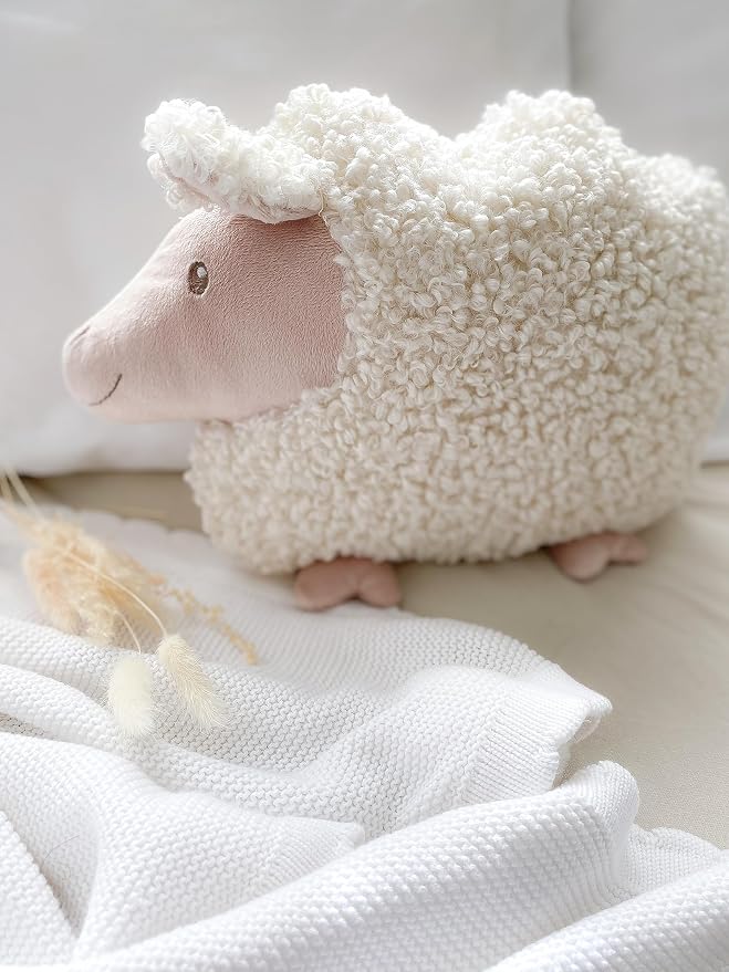 MON AMI Lamb Shaped Pillow – 13.5x12 Inch Plush Sheep Cushion | Soft Decorative - Image 7