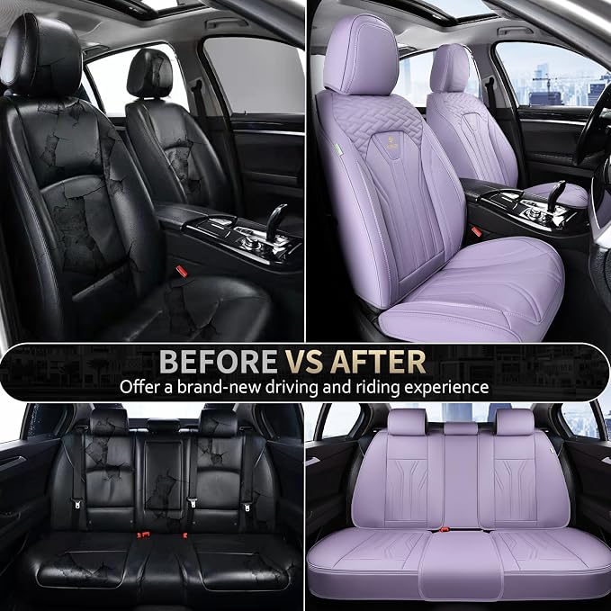 FLORICH Leather Car Seat Covers Full Set, Universal Full Coverage Car Seat - Image 9