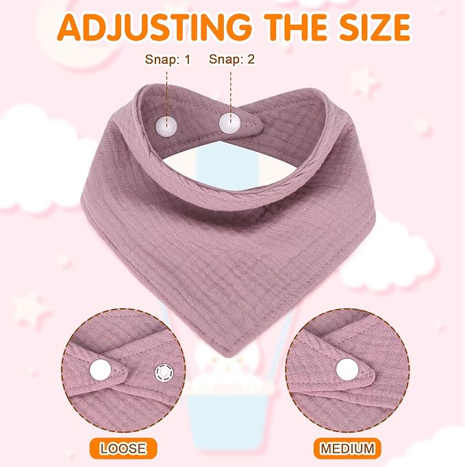 Accmor 10 Pack Muslin Baby Bibs 100% Cotton Bandana Drool Bibs - Image 3