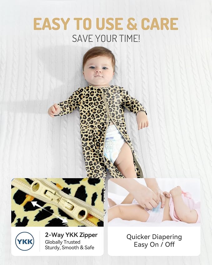 HAPIU Rayon from Bamboo Baby Footed Pajamas, 2 Way Zipper YKK, Footie - Image 4