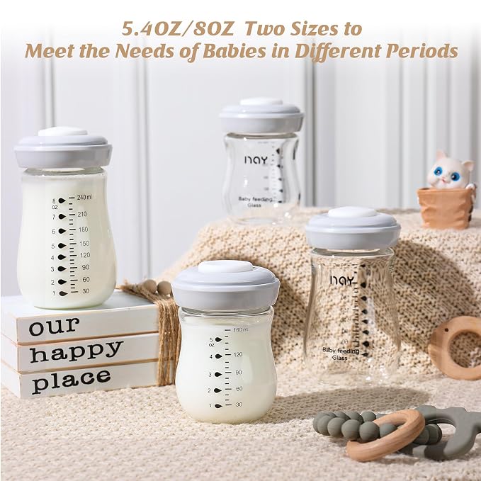 Glass Breastmilk Storage Bottles, 8oz Wide Neck Breast Milk Containers - Image 8