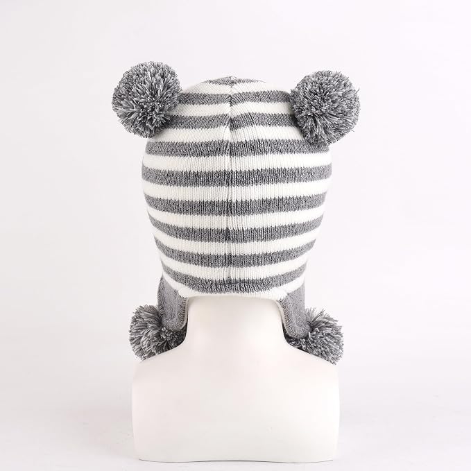 LANGZHEN Toddler Kids Infant Winter Hat, Earflap Knit Warm Cap Fleece Lined - Image 3
