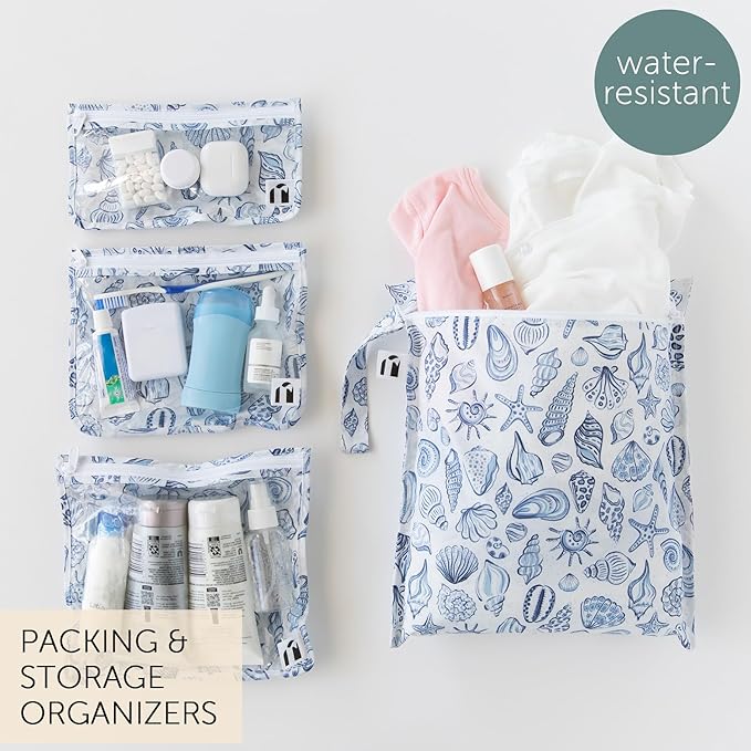 Bumkins Roamio Wet Bag and 3-Pack Clear-Sided Travel Pouches, Waterproof Fabric - Image 2