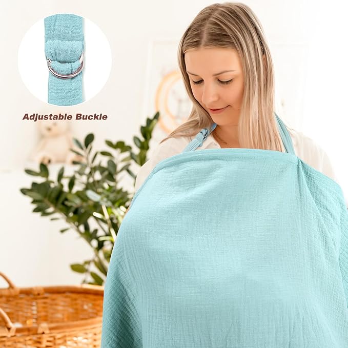 Muslin Nursing Cover for Breastfeeding, Privacy Breathable Breastfeeding Cover - Image 5