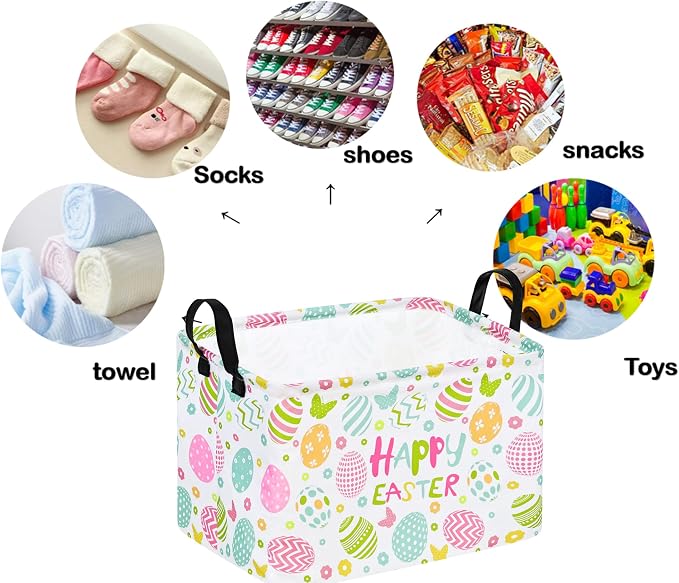 Easter Gift Basket Eggs Storage Basket Kids Toys Storage Basket Organizer Box - Image 8