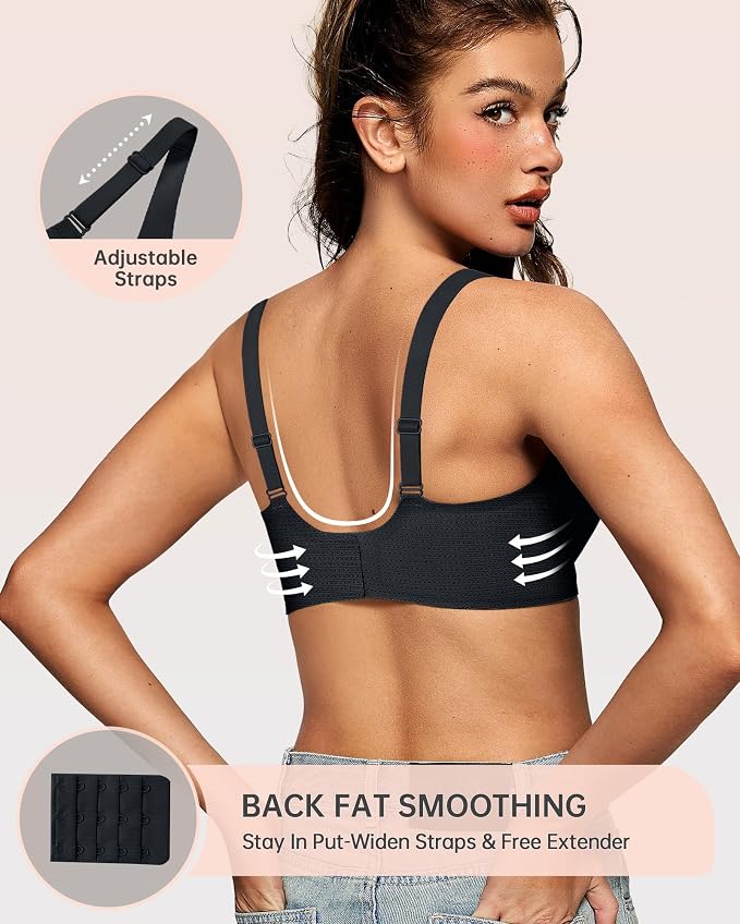 OEAK Womens Deep V Bras Wireless Comfortable Bra Supportive No Underwire Bras - Image 3